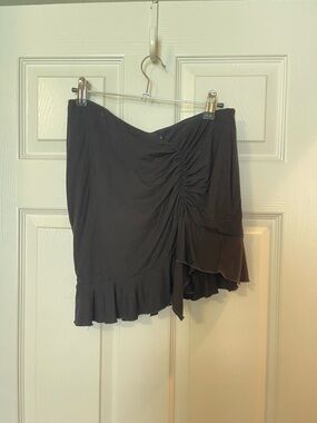 Finesse Black Asymmetrical Ruffled Wrap Skirt